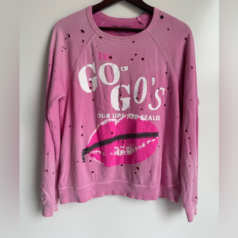 Lauren Moshi The Go-Go's Our Lips Are Sealed Graphic Sweatshirt Pink Women XS